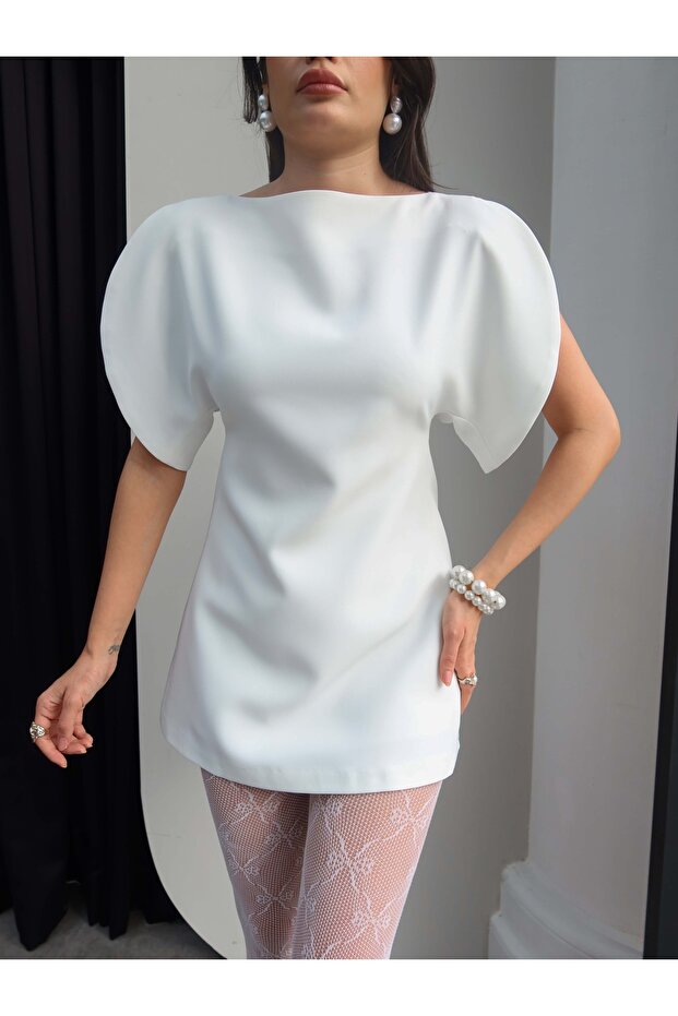 Omuz Dekolte Mini Elbise - 4