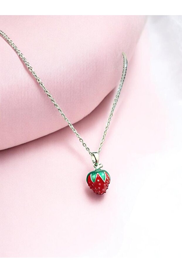 ÇELİK GÜMÜŞ ÇİLEK KOLYE - 1