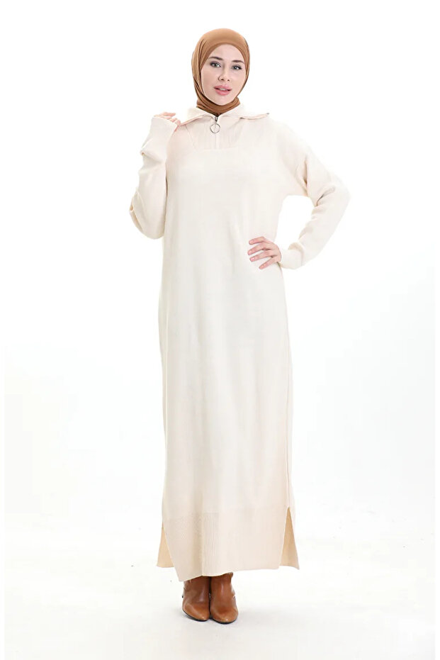 Knitted turtleneck dress 0511-07 cream