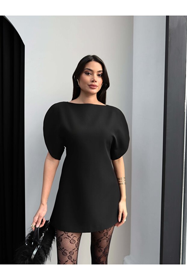 Omuz Dekolte Mini Elbise - 5