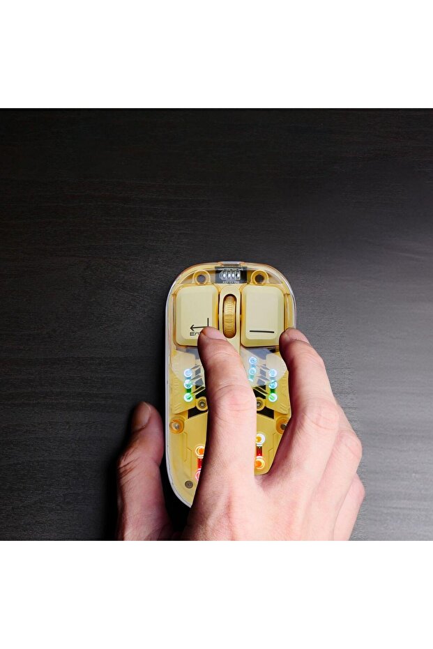 Transparent Wireless RGB Mouse - Yellow - 8