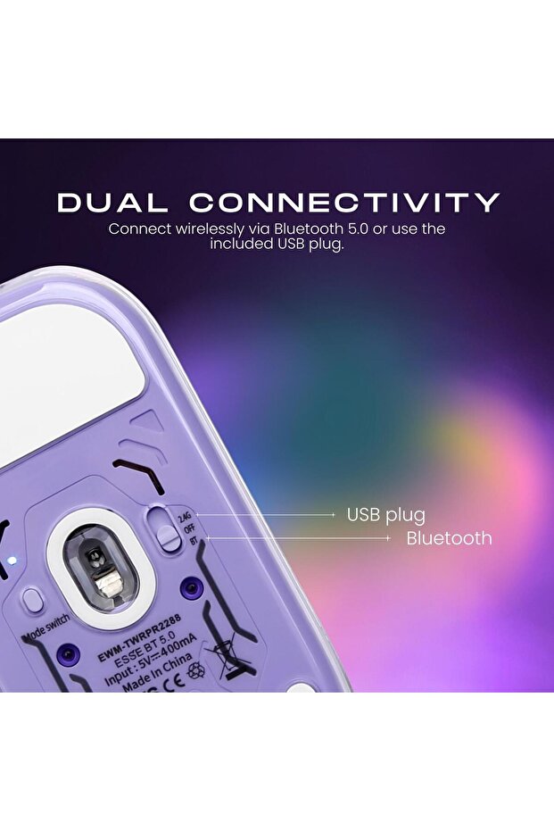 ماوس لاسلكي شفاف بإضاءة RGB - بنفسجي - 7