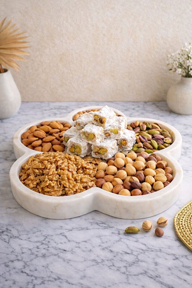 طبق عرض الزهور الرخامي