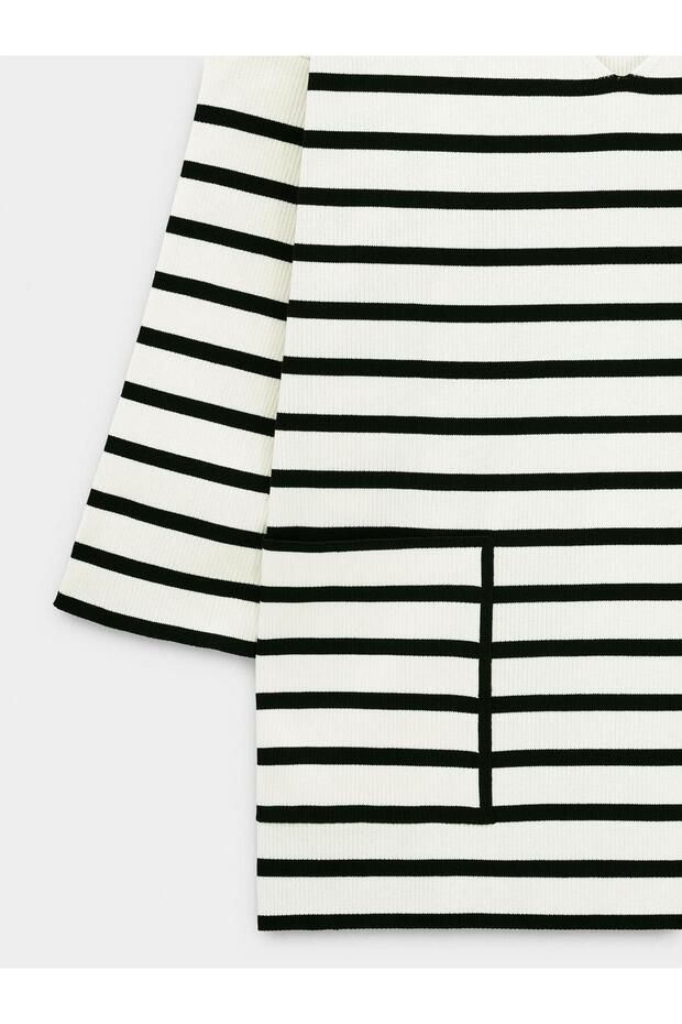 Çizgili Örme Kazak - 6