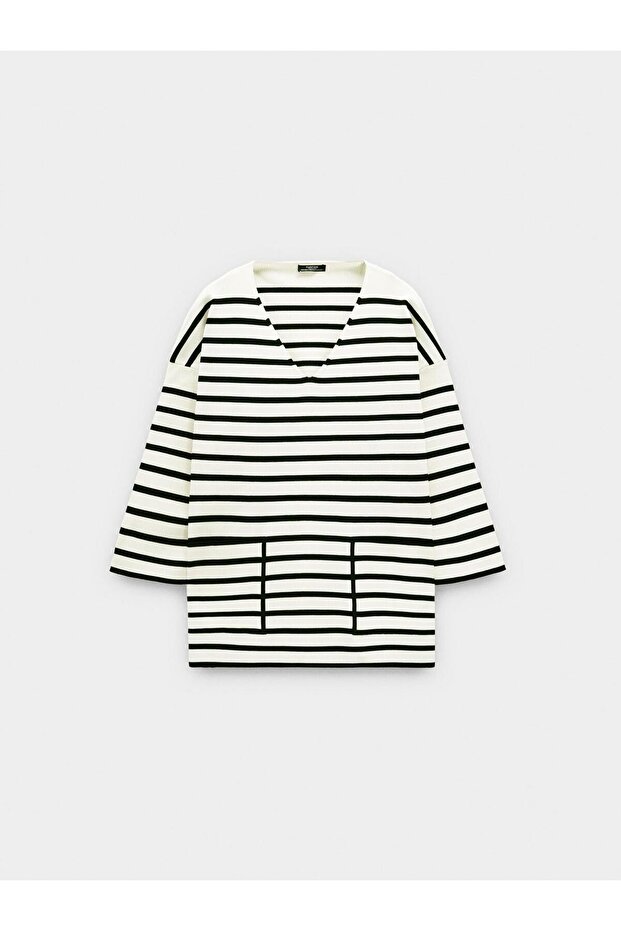 Çizgili Örme Kazak - 5