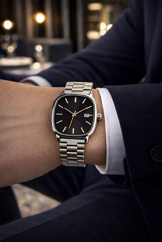 Çelik Kordon Takvimli Erkek Kol Saati - 5