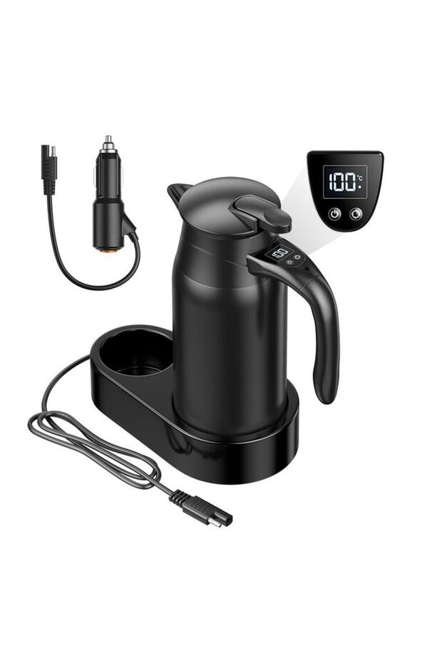 12V Car Electric Kettle with LED Temperature Display & Touch Control