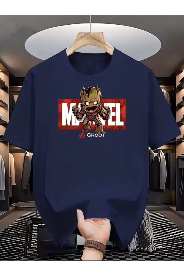 Marvel- Men's Short Sleeve Round Neck Couple T-Shirt. For Daily Use