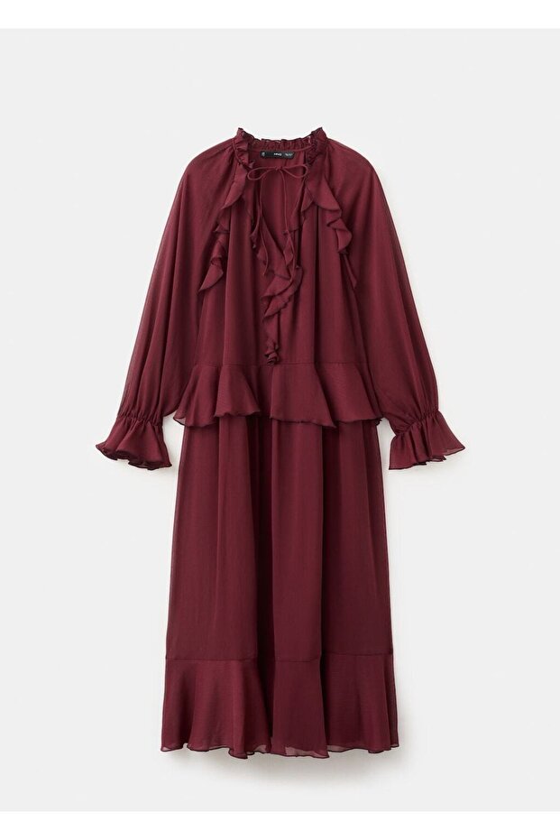 Fırfırlı uzun elbise - 3