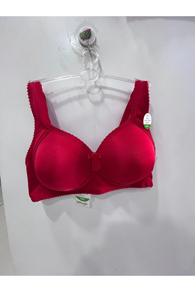 Women's C Cup Underwire-Free Gathering Red Bra
