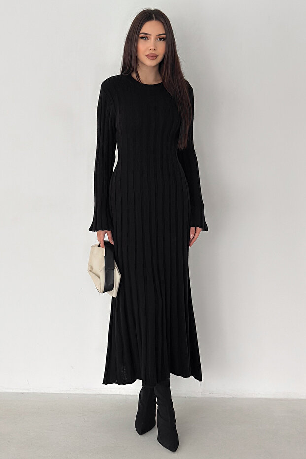 Women's Ribbed Long Knit Dress – Grey Flow