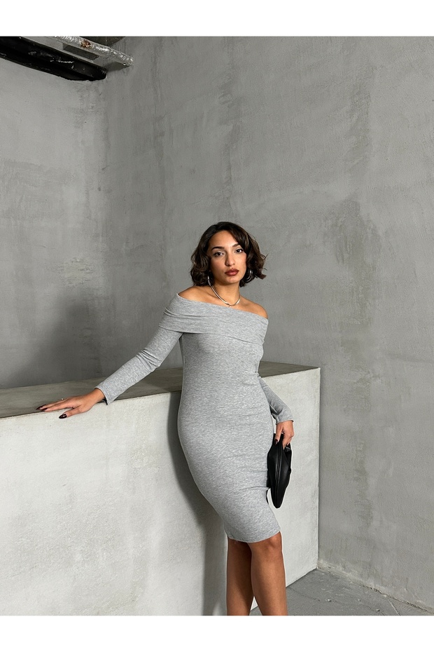 Off-Shoulder Midi Dress -Ka12343