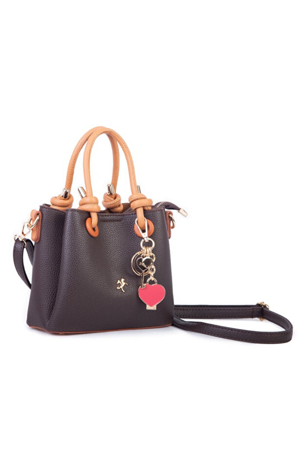 Nasbag Brown Tan Women's Charmlı Mini Handbag and Crossbody Bag