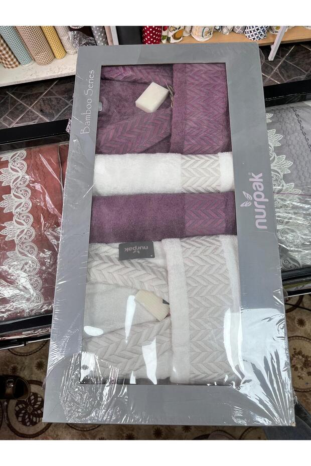 8 parça Bambu serisi bornoz aile seti - 1