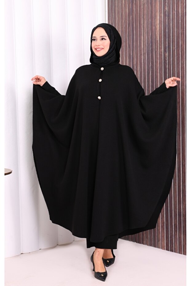 Kadın tesettür triko panço - 1