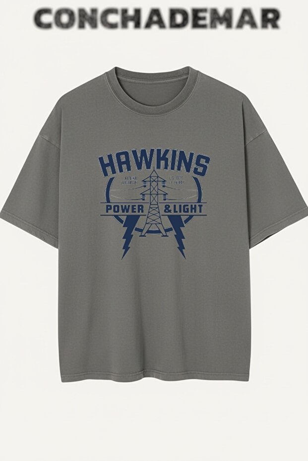 Stranger Things Hawkins Printed Premium Oversize Cotton T-Shirt