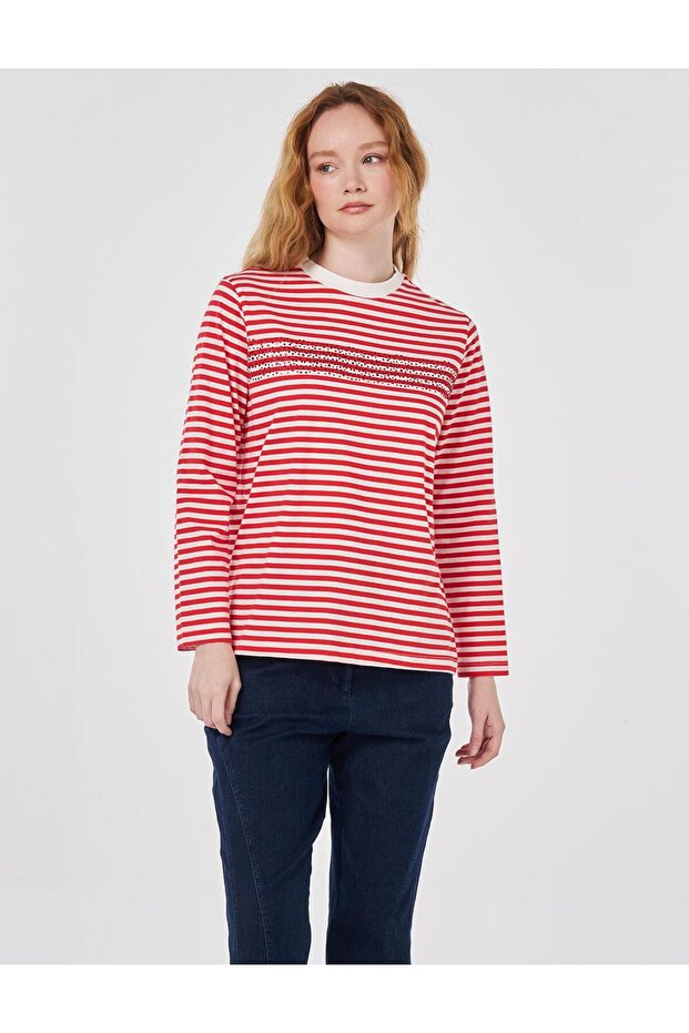 Hotfix Baskılı Örme Bluz Kırmızı - 2