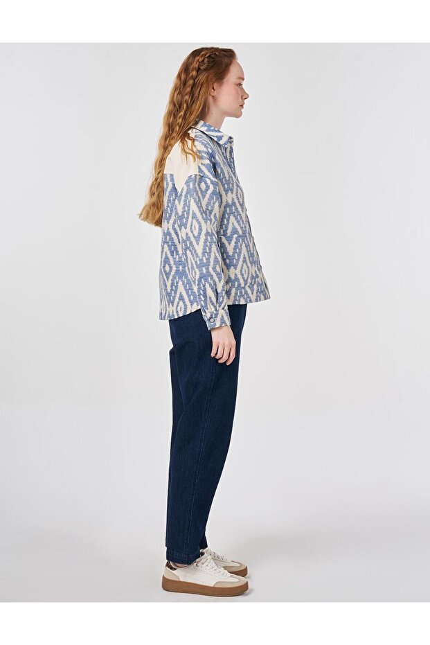 Geometric Pattern Jacket Indigo - 6