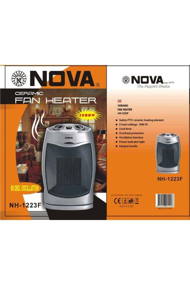 NH-1223F Ceramic Fan Heater Electric 1500W with Two Heat Settings, Cool Blow Option, Overheat P