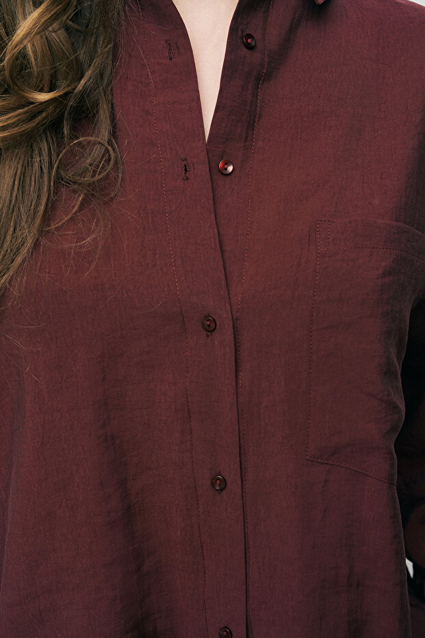 Kadın Düz Renk Basic Gömlek - 2