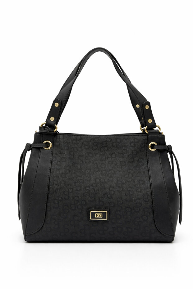 Silver Polo Women's Bag Monogram Patterned Black 1044