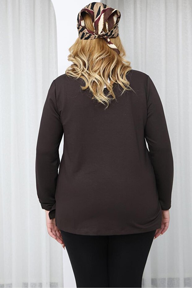 بلوزة كبيرة الحجم مزينة بالأحجار اللامعة - 7