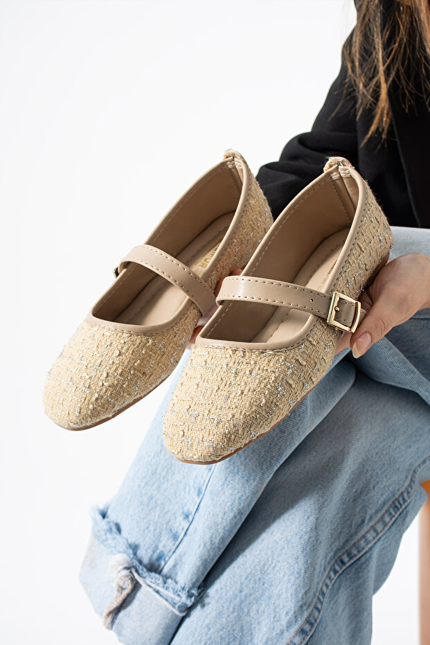 Bež Karirano paket Baletanke ležerna obuća - 1