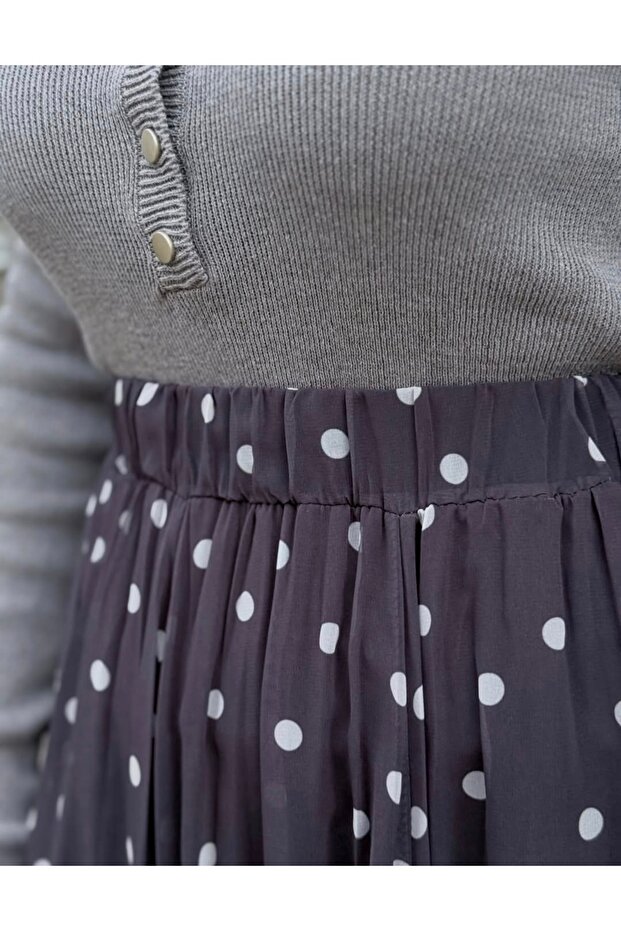 Şifon Puantiyeli Etek - 2