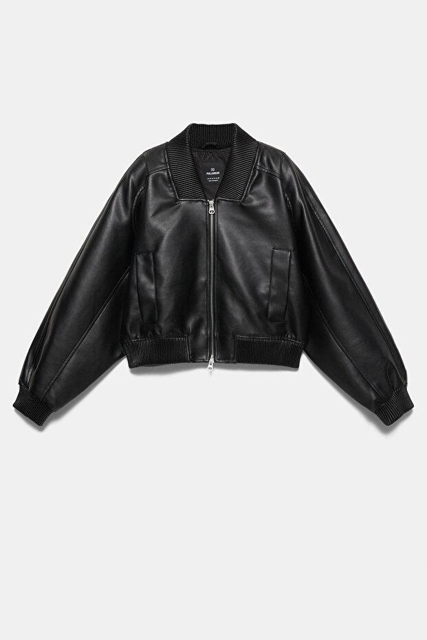 Suni deri bomber ceket - 7