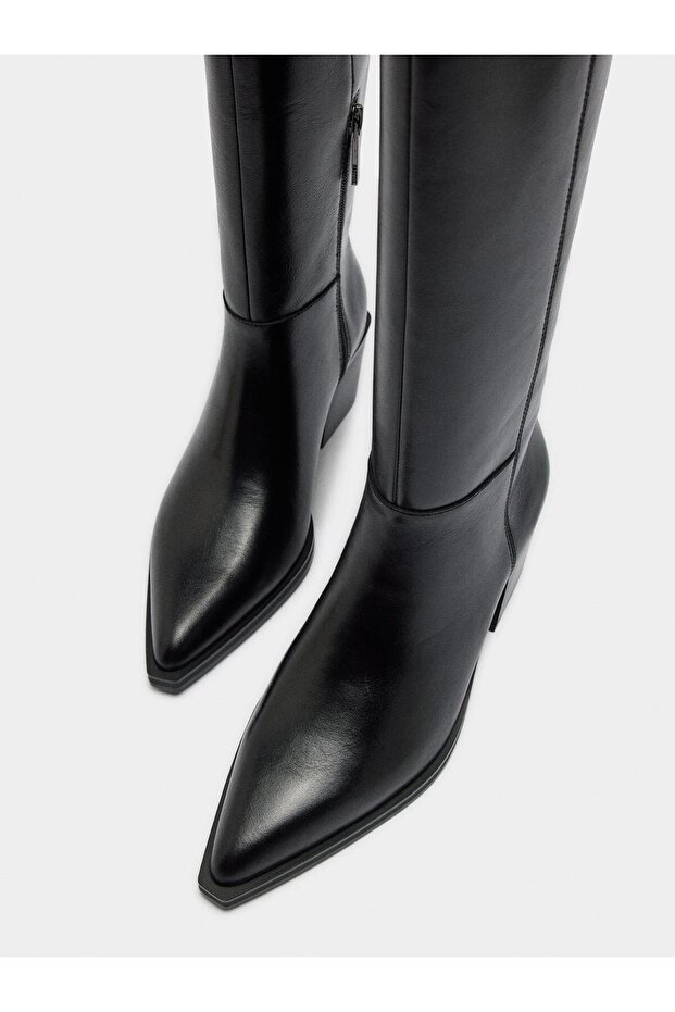 Topuklu Deri Çizme - 6