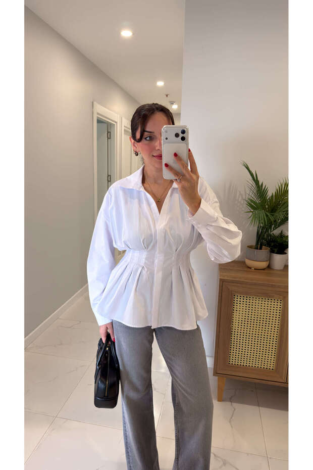 Perisya Beyaz Pileli Gömlek - 3