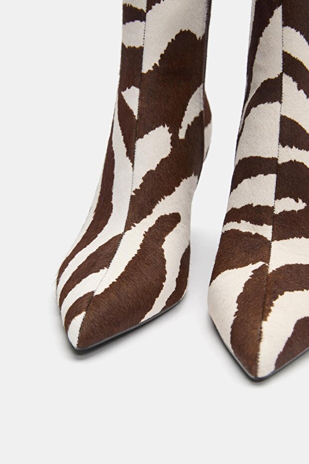 Desenli deri topuklu bot - 2