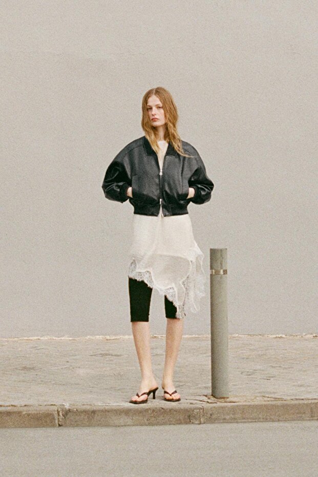 Suni deri bomber ceket - 1