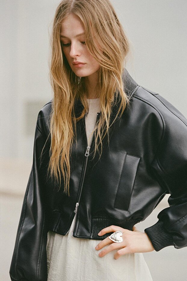 Suni deri bomber ceket - 2