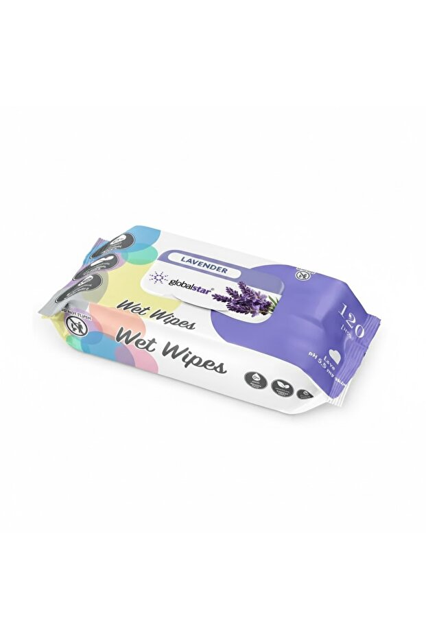 Lavender Wet Wipes 120pcs – 100% Alcohol-Free Moist Towelettes