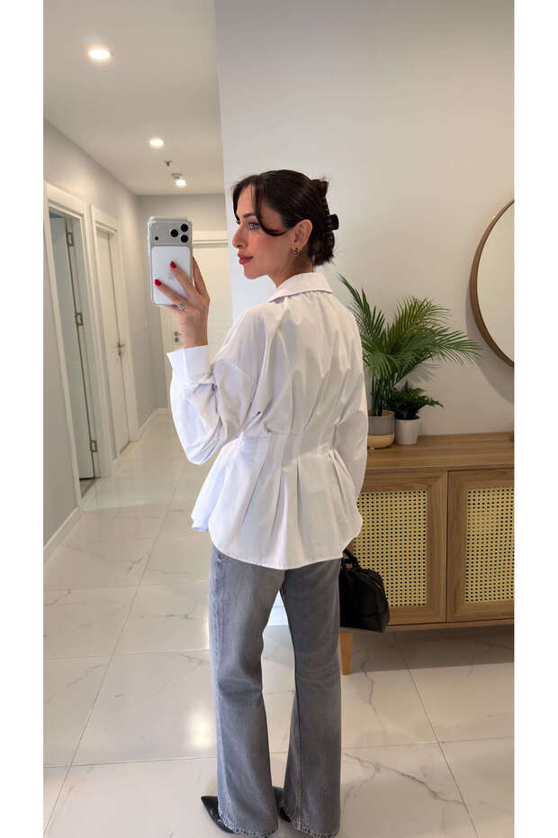 Perisya Beyaz Pileli Gömlek - 2