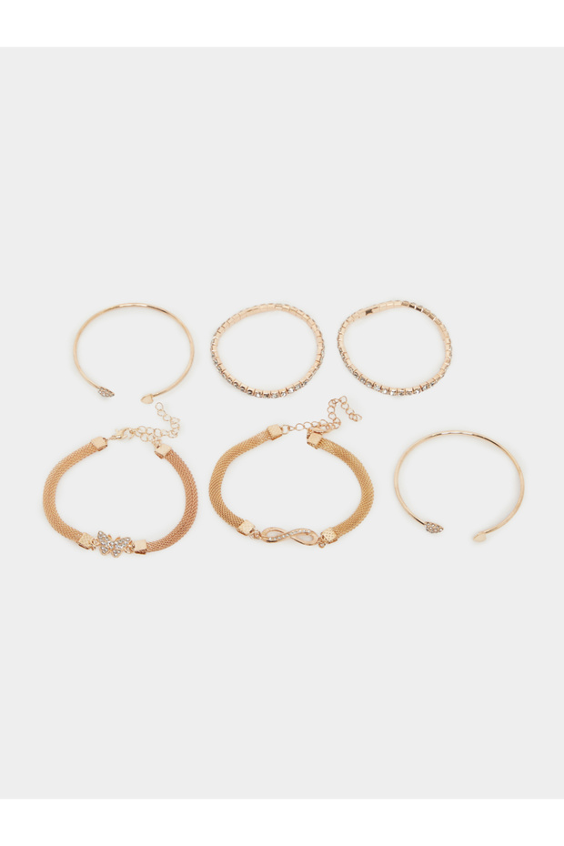 Pack of 2 - Embellished Gold Tone Bracelet