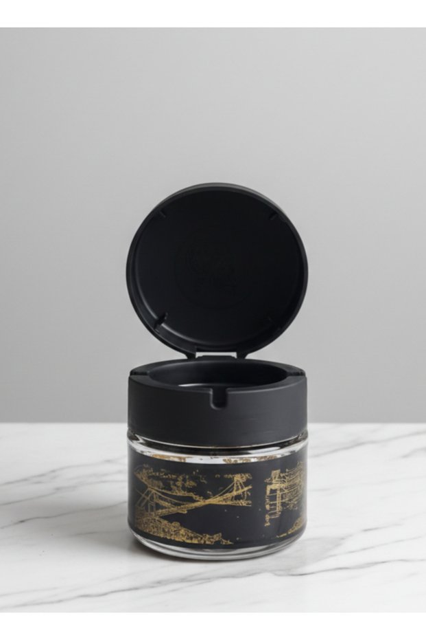 Glass Jar Ashtray with Lid – Anti-Odor, Wind-Proof, Stylish Design for Balcony, Garden, Table