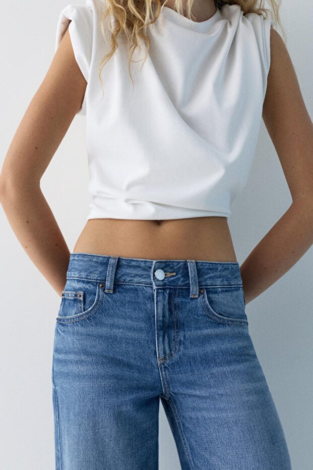 Düşük bel culotte pantolon jean - 6