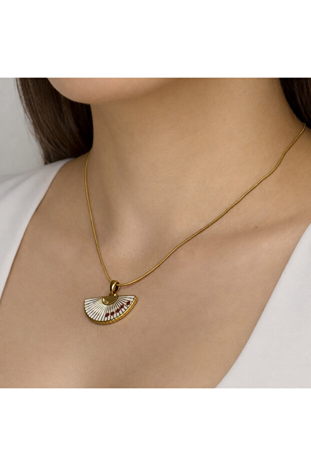 Beyaz Yelpaze Kolye - 3