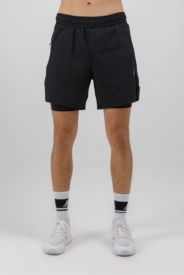 Training Cri-06 Fit Lv Mid Waist 2-in-1 Men's Athlete Shorts with Tights Black