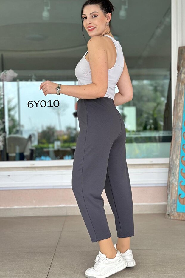 High Waist Balloon Cut Crepe Trousers 6Y010