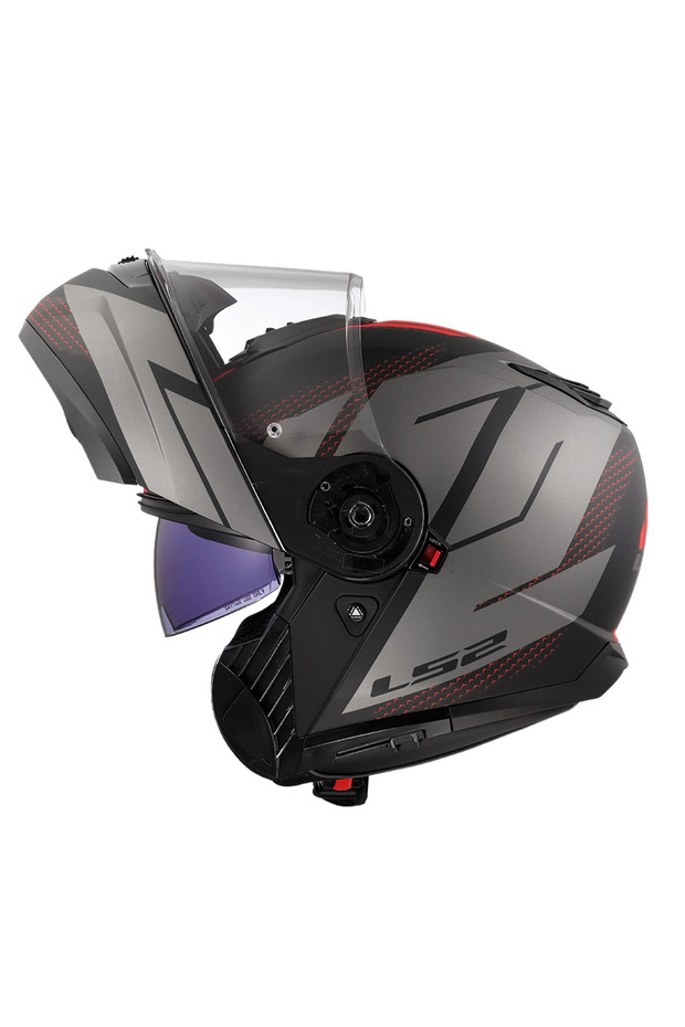 STROBE 2 CODE MAT SİYAH-GRİ ÇENE AÇILIR KASK - 2