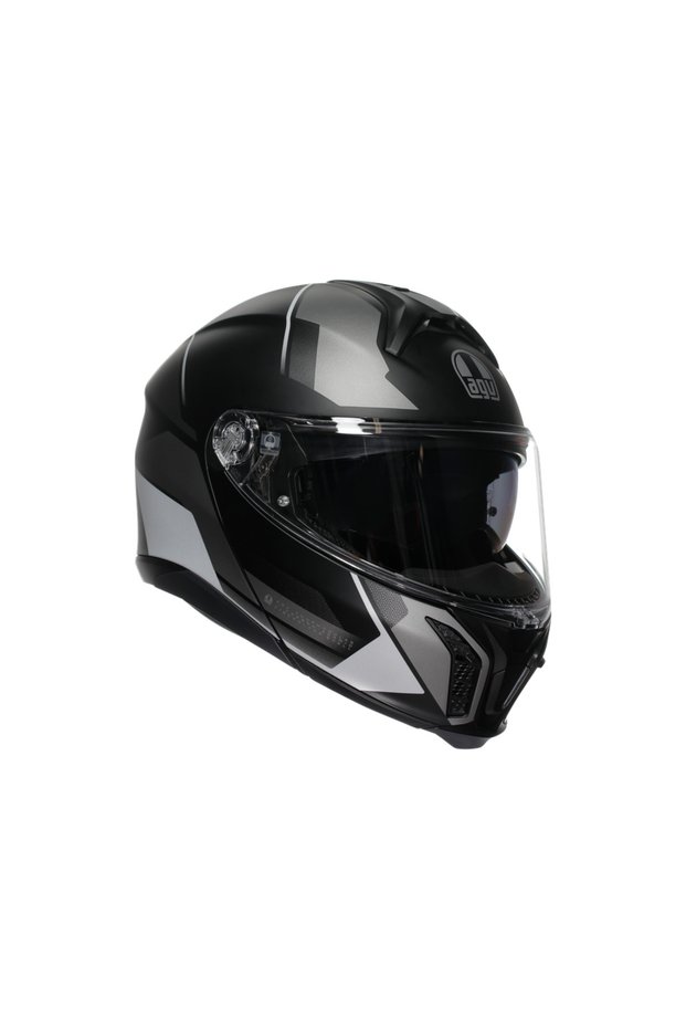 Perception Matt Black Silver Çene Açılır Kask