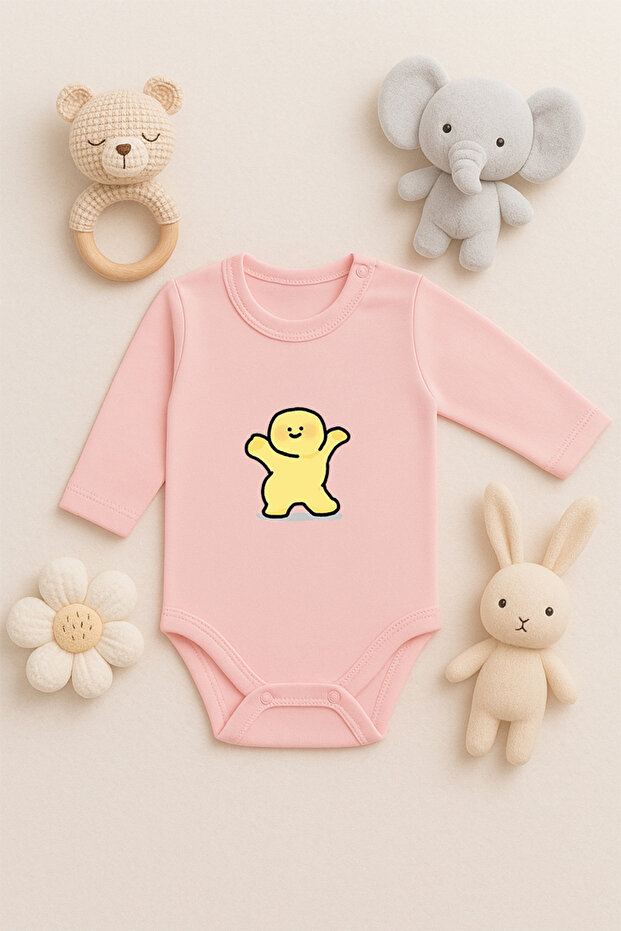 Baby Bodysuit (Snap Fasteners) Unisex Cute Bodysuit 100% Cotton Playing Cookies Printed