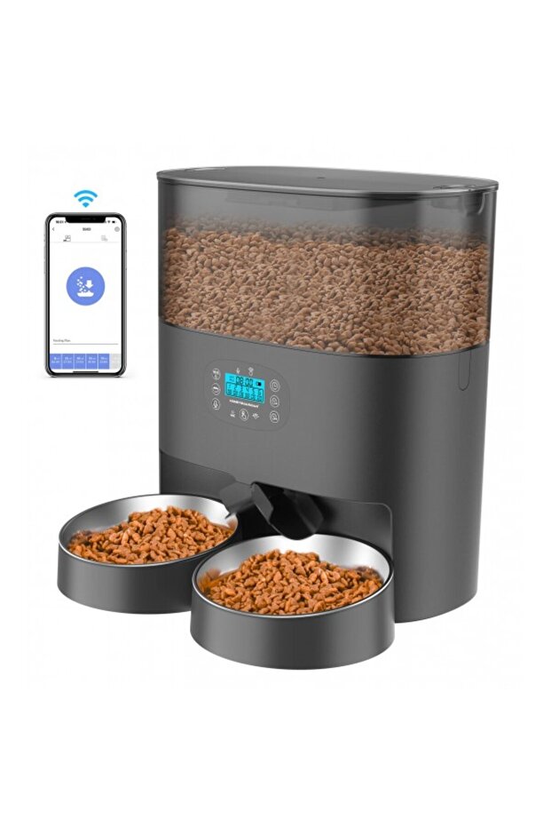 Automatic Cat Feeder, (6L) Black