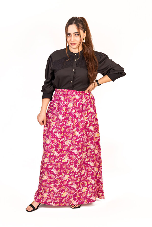 Red Gathered Woven Skirt
