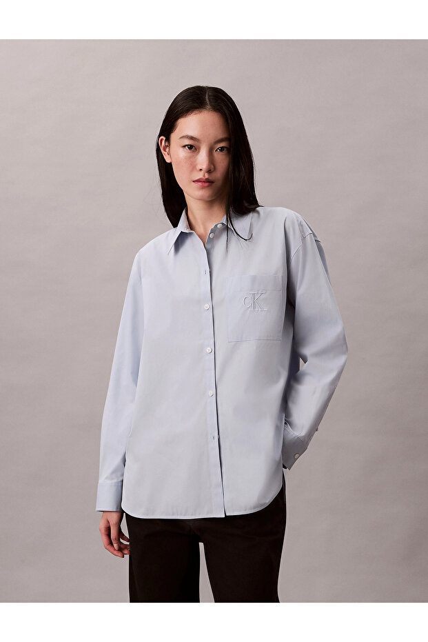 Poplin Relaxed Shirt Women's Blue Shirt