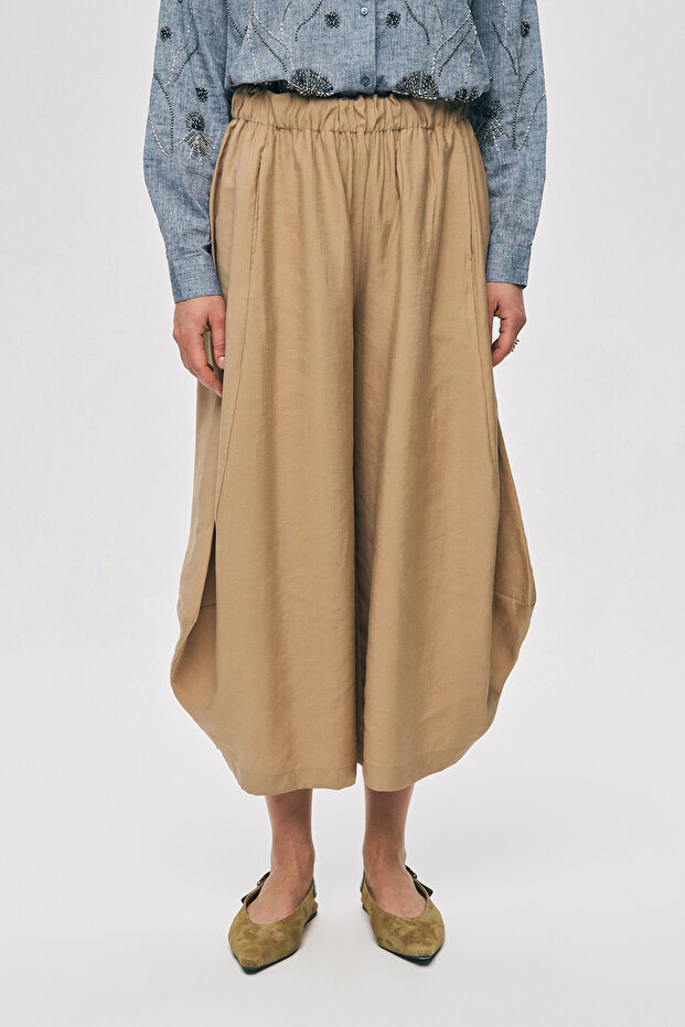 Women's Solid Color Modern Shalwar Trousers with Elastic Waist
