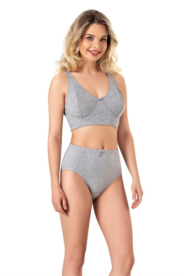 Women's Gray Combed Cotton Body Bra